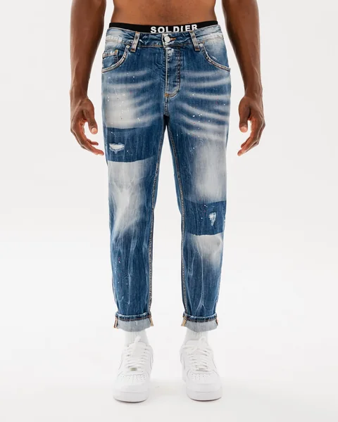 Soldier · Jeans blu con baffature