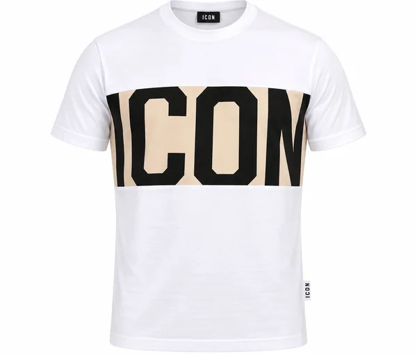 linea ICON · T-shirt bianca fascia sabbia