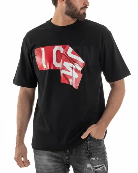 linea ICON · T-shirt nera oversize